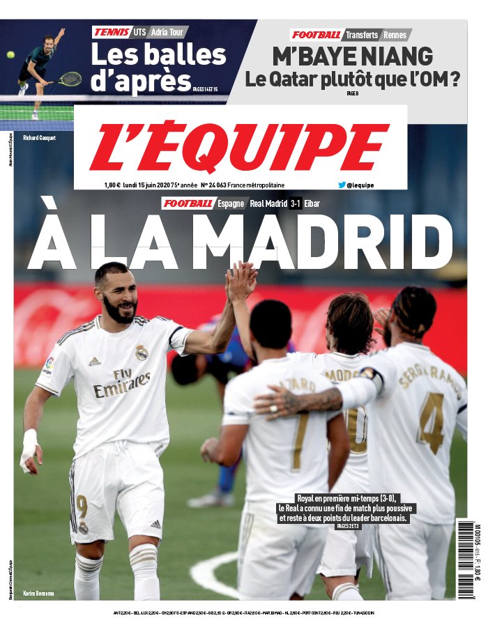 L’equipe du 15 Juin 2020