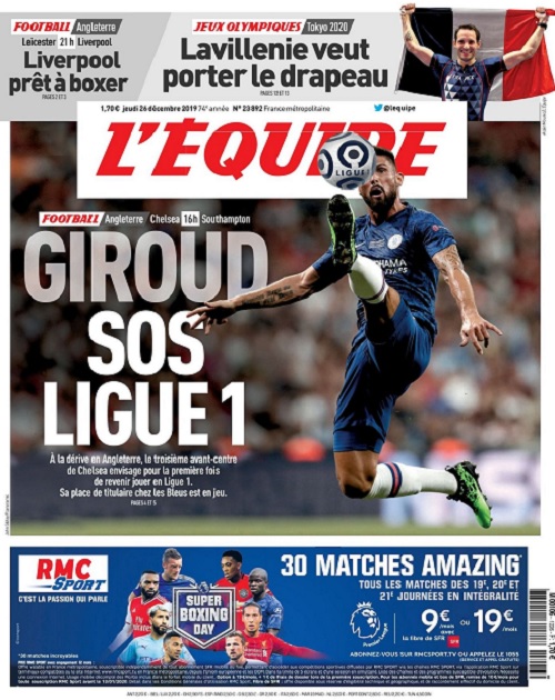 L’equipe du 26 Decembre 2019