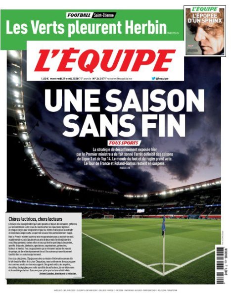 L’equipe du 29 Avril 2020