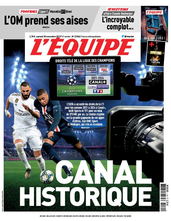 L’equipe du 30 Novembre 2019