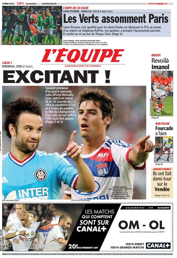 L'equipe Edition du 28 Novembre 2012