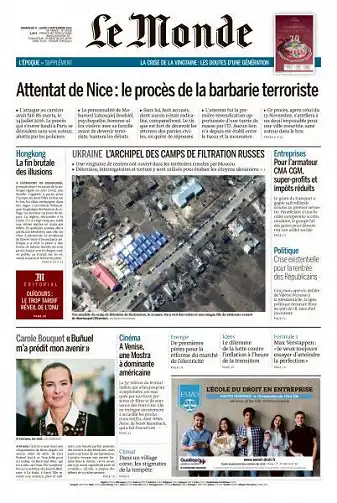 Le Monde du 4 et 5 Septembre 2022