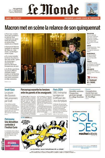 Le Monde du Jeudi 18 Janvier 2024