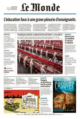 Le Monde du Jeudi 2 Juin 2022