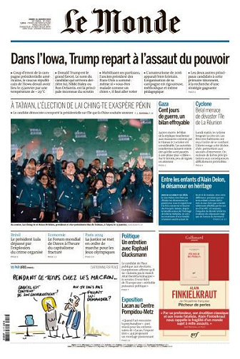 Le Monde du Mardi 16 Janvier 2024