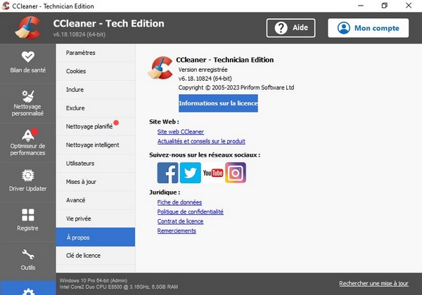 Pack CCleaner Technician 6.18 Win x64 Multi Préactivé