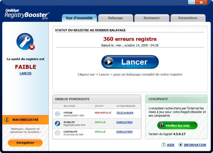 Uniblue RegistryBooster 2010 (fr + serial)